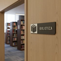 Placa de Sinalização Indicativa MDF 3D - Biblioteca